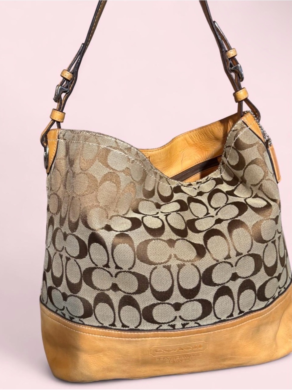 Coach Vintage Brown/Tan Signature Canvas Hobo Bag